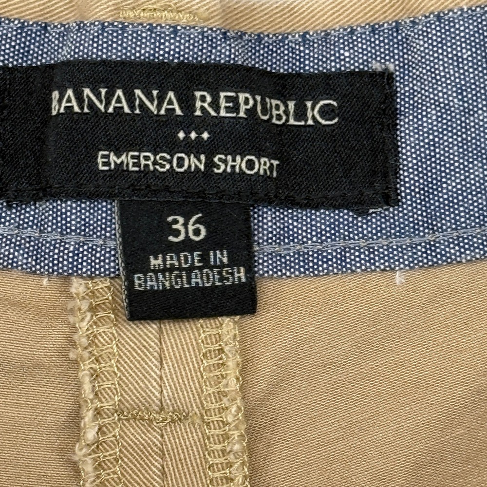 Banana Republic Emerson Short Mens 36 Khaki Tan Chino Cotton Twill Flat Front - Picture 3 of 7
